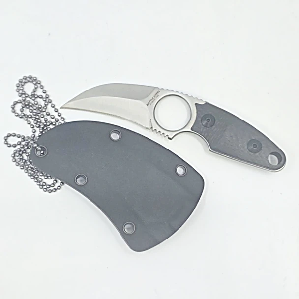 BattleSteel Eagle Claw Knife,  2" Fixed Blade, Ring Handle w/ Kydex Sheath & Necklace, Open Box