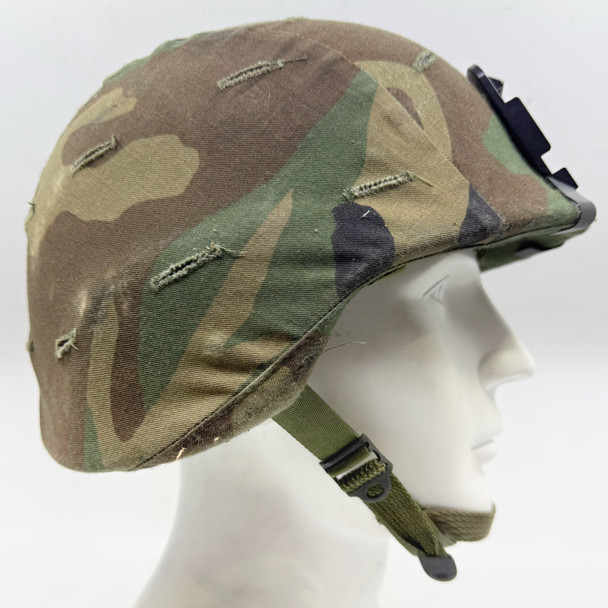 USGI PASGT IIIA Ballistic Helmet w/ M81 Woodland BDU Camo Cover, Police Trade