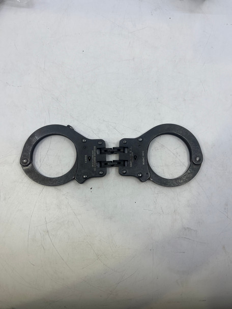 Peerless Model 801 Hinged Handcuffs, Dark Finish, Open Box, No Keys