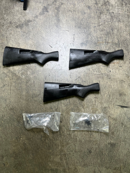 Lot of 3pc Remington 870 Speed Feeder Stocks and Spare Parts, Never Issued, Police Trade