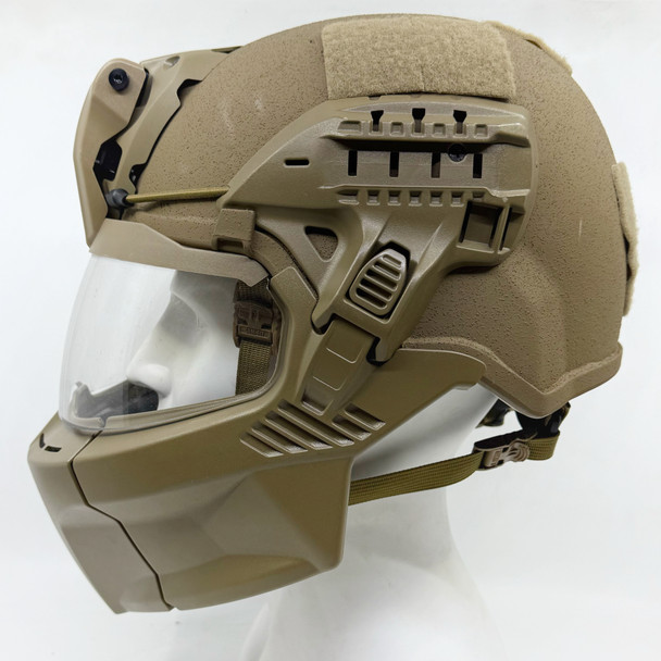Avon F70 Ballistic Helmet Level IIIA, w/ Mandible & Visor, Never Issued, Police Trade