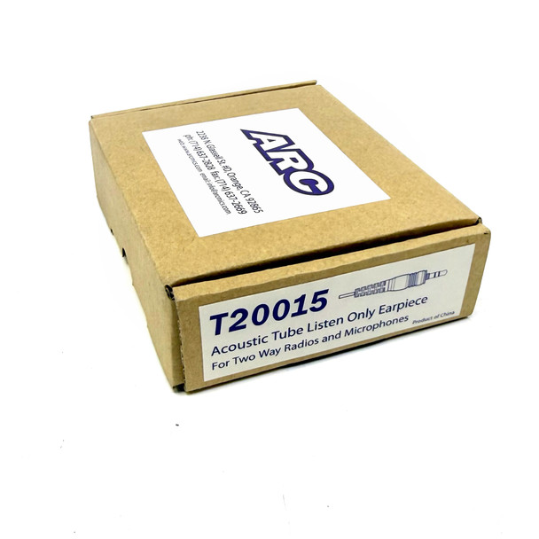 ARC T20015 Acoustic Tube Listen-Only Earpiece with 2.5mm Connector for Two-Way Radios and Speaker Mics, New/Old Stock