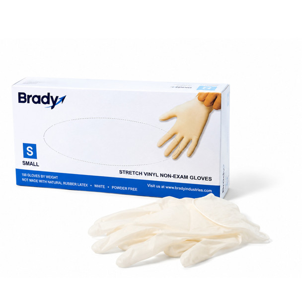 Brady SemperGuard Stretch Vinyl Disposable Gloves, Non-Exam, Powder-Free, Latex-Free, New/Old Stock
