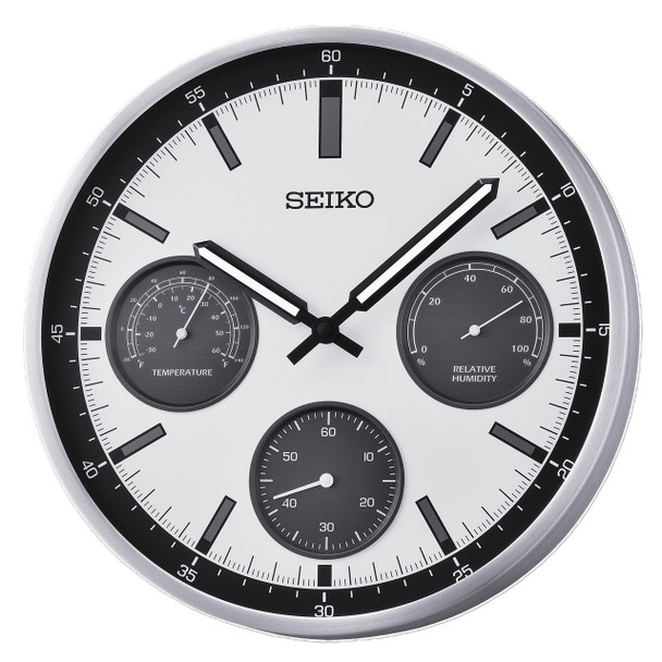 Seiko QXA823SLH White/Grey/Black Wall Clock 33cm