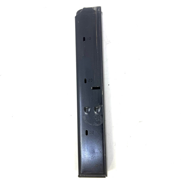 Uzi 9mm Extended Steel 32-Round Magazine, Aftermarket High-Capacity Uzi Sub-Gun Magazine, Police Trade