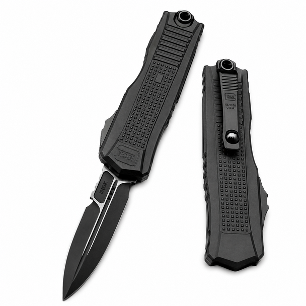 Glock GLO79314 G19K OTF Automatic Knife 3.5" Drop Point Double Plain Edge