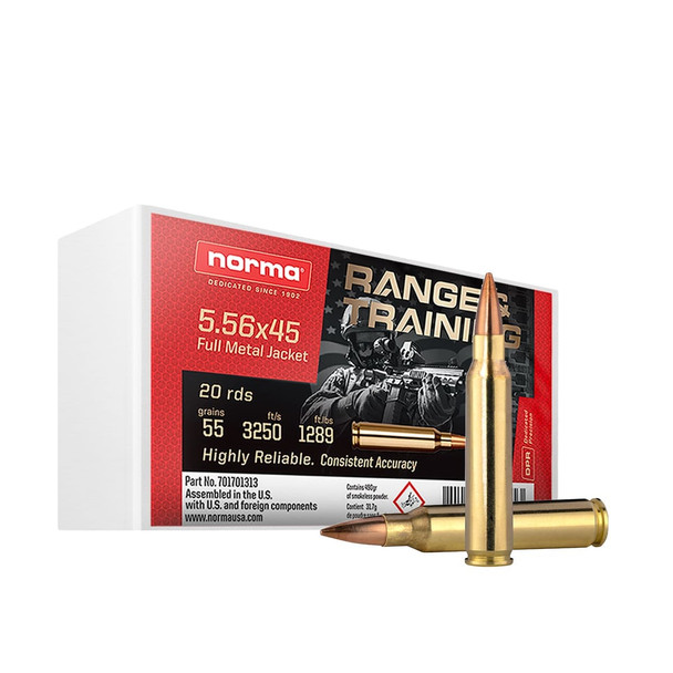 Norma Range & Training Ammunition 5.56x45mm 55gr FMJ - 20 Rounds