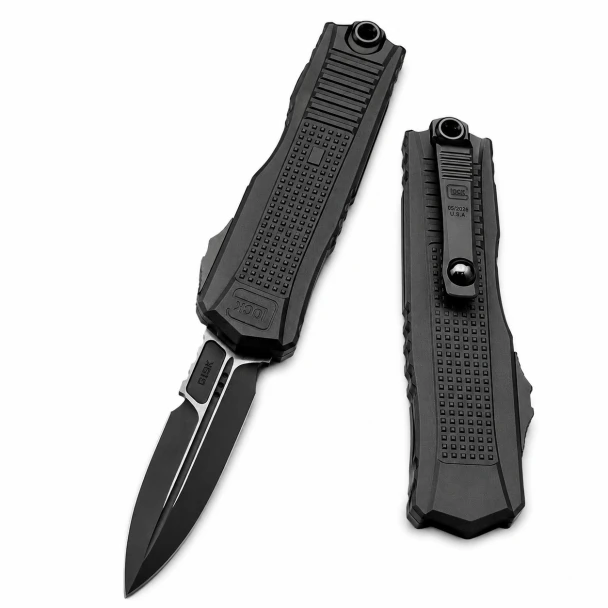 Glock 79314 G19K OTF Automatic Knife 3.5" Drop Point Double Plain Edge #80-1T