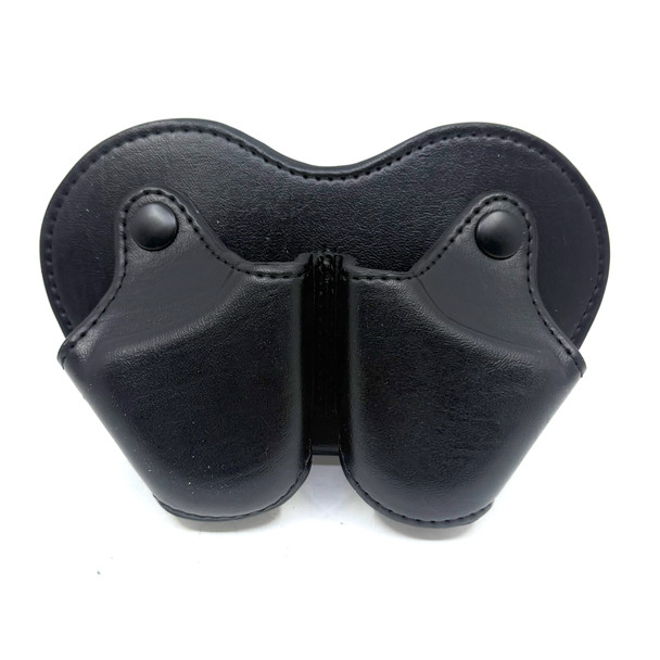 ASP Double Open Top Handcuff Case, Black Leather, Model 56160, New/Old Stock