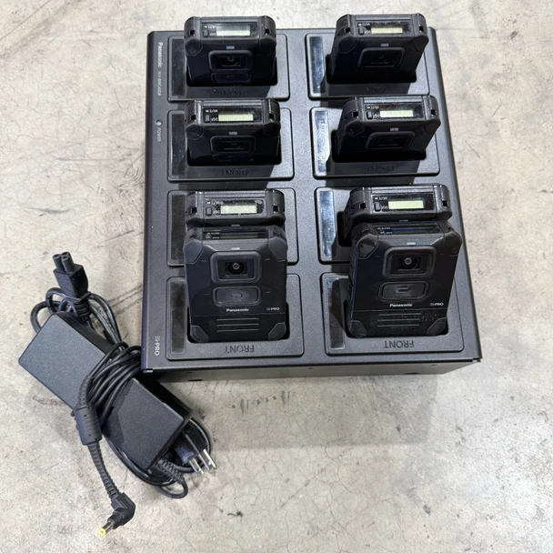 Panasonic i-PRO WV-BWC40D8, 8-bay Docking & Charging Station, w/ Body Cameras, Police Trade