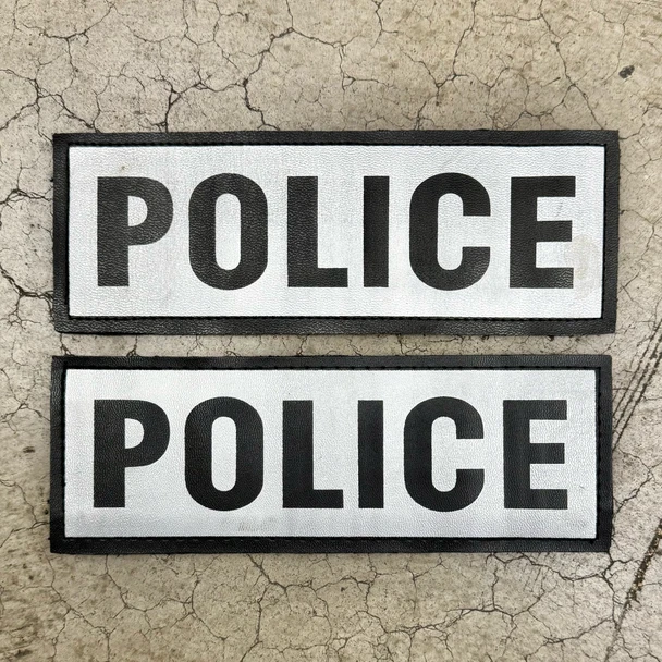 2-Pack Reflective POLICE Identification Patches w/ Velcro Backing, Police Trade