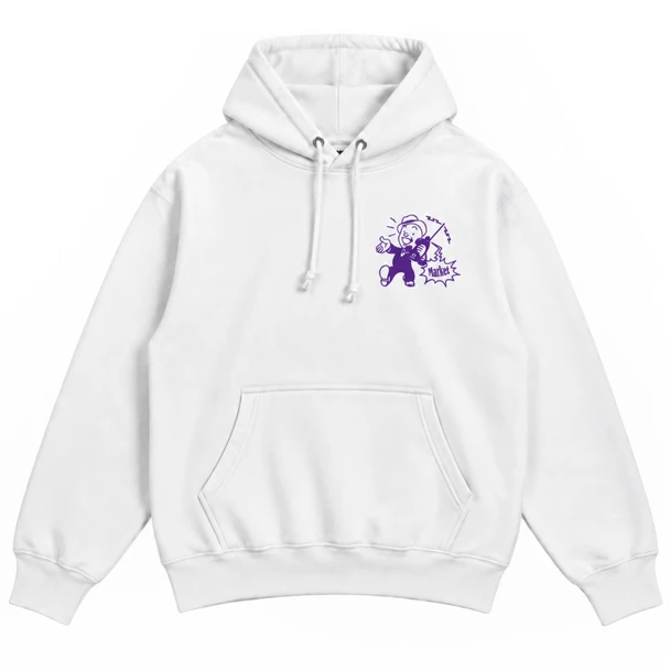 Call My Lawyer Cherub Hoodie, White/Purple