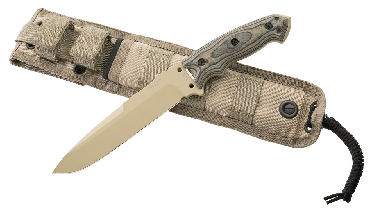 Hogue EX-F01 A2 Tool Steel 7" Fixed Tanto Blade Knife Tan