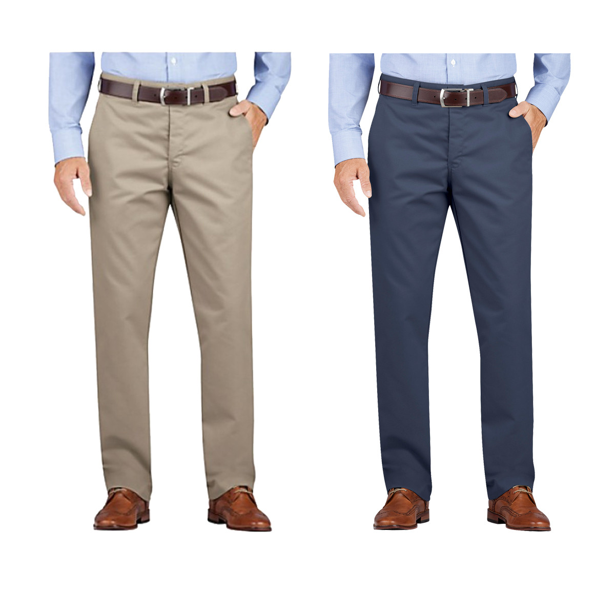 Dickies Regular Fit Tapered Leg Flat Front Khaki Pants
