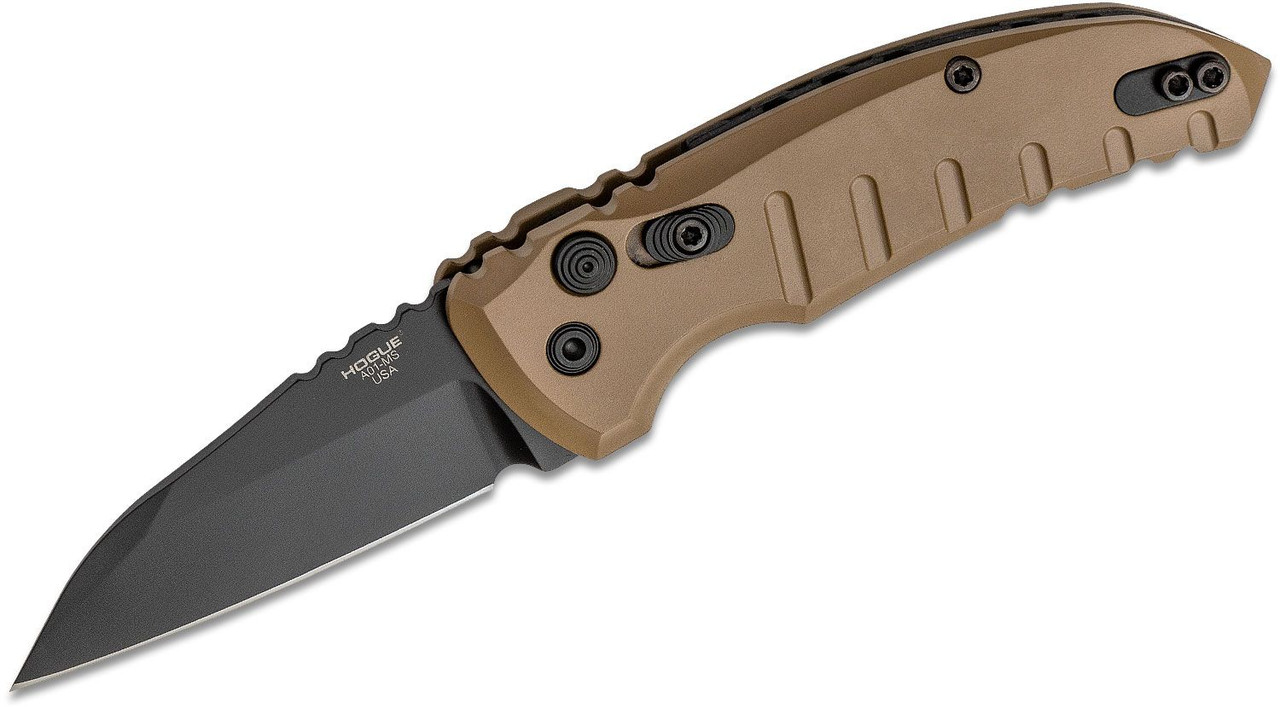 Hogue A01-Microswitch 2.75" Auto Folding Knife Plain Wharncliffe Blade FDE