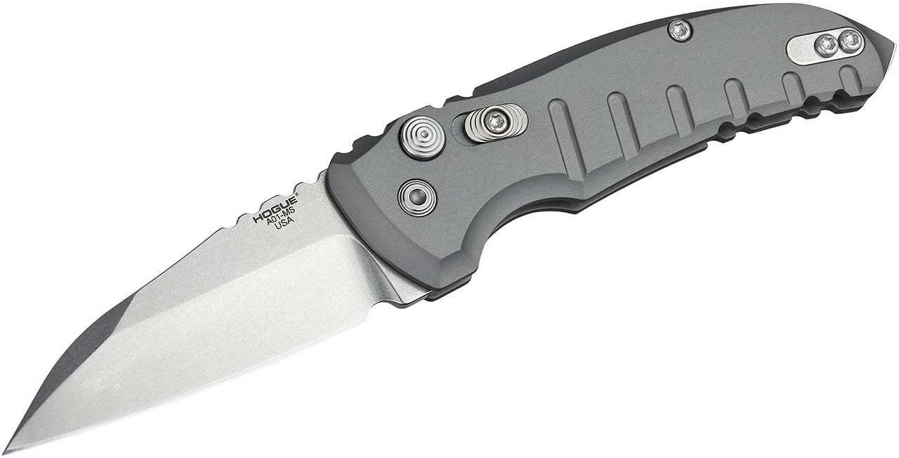 Hogue A01-Microswitch 2.75" Auto Folding Knife Drop Point Blade Gray