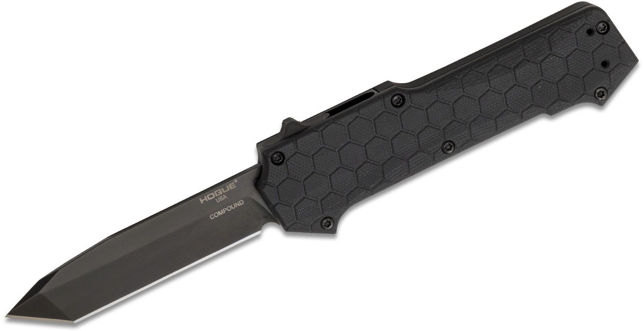 Hogue Compound OTF 3.5" Auto Knife Tanto Blade Tritium Infused Trigger Black