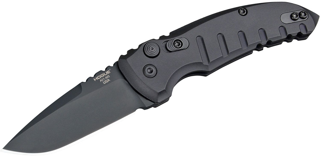 Hogue A01-Microswitch 2.75" Auto Folding Knife Drop Point Blade Black