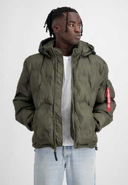 Hooded Olive Dark Industries Jacket Alpha Puffer Logo