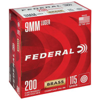 Federal Premium 9mm Luger 115gr Full Metal Jacket Brass 200 Rounds