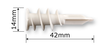 Nylon Self Drilling Plaster Board Anchor 14x42mm (Pails of 100pcs)
