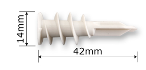 Nylon Self Drilling Plaster Board Anchor 14x42mm (Pails of 100pcs)