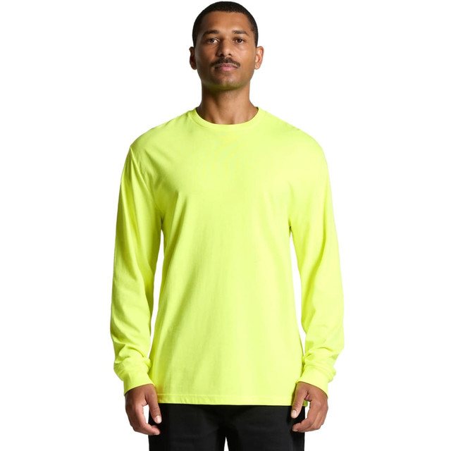 A long-sleeve t-shirt in high-visibility yellow with a logo or branding. Suitable for workwear.