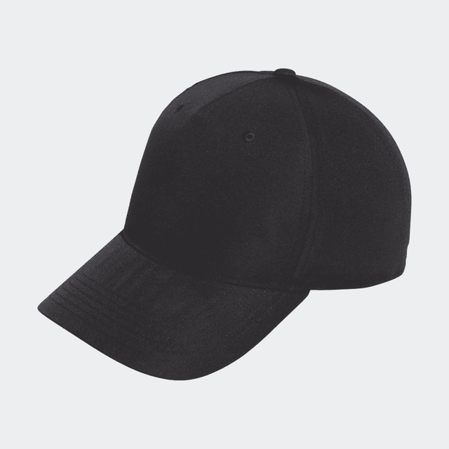 A black Adidas Performance Golf Cap featuring a structured design and a curved brim. It has a logo on the front.