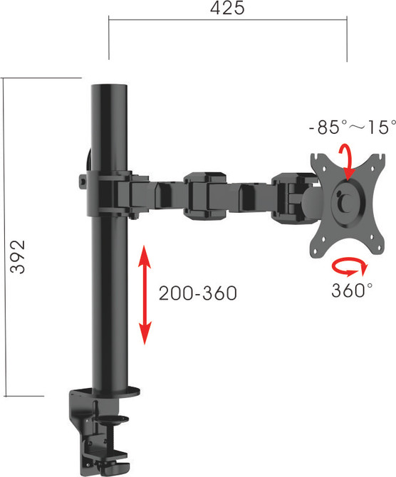 Monitor Arm Revolve Pole Mounted Single