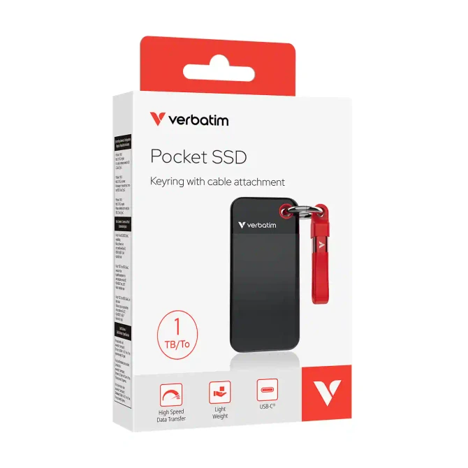 Verbatim Pocket SSD USB 3.2 Gen 2 1TB Black/Red