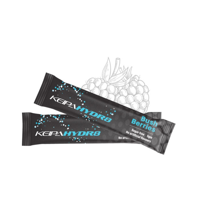 Keipa Hydr8 bush berries electrolyte sticks, sugar-free hydration.