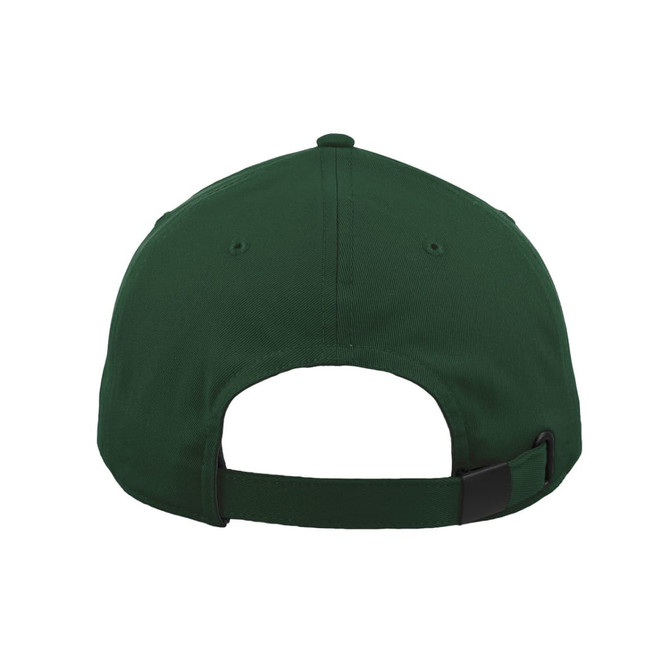 A green Classic 6 Panel Cap featuring an adjustable strap and a logo on the back.