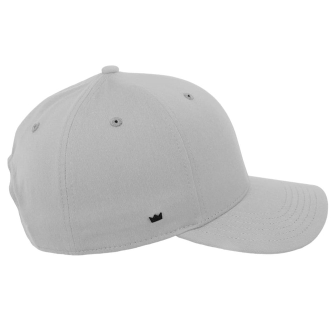 A grey Classic 5 Panel Cap with a curved brim and a small logo on the side.