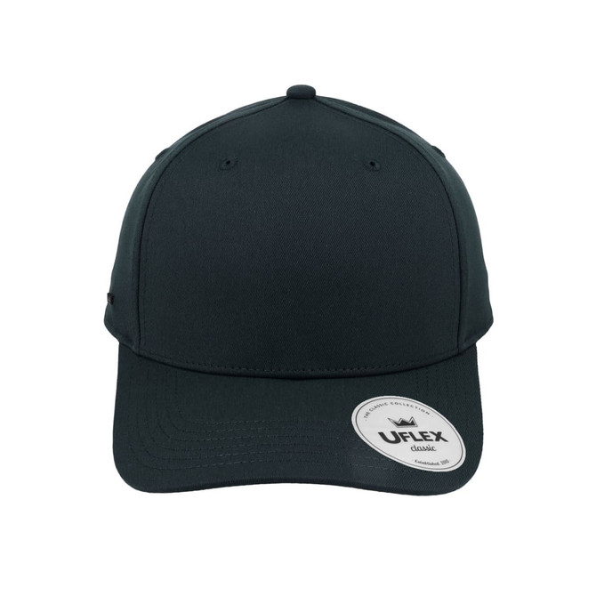 A dark green Classic 5 Panel Cap with a curved brim and a logo patch on the side.