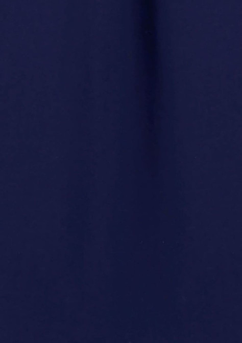 A long sleeve blouse in navy blue fabric with a smooth texture. The garment has a button-up design and a branding logo.