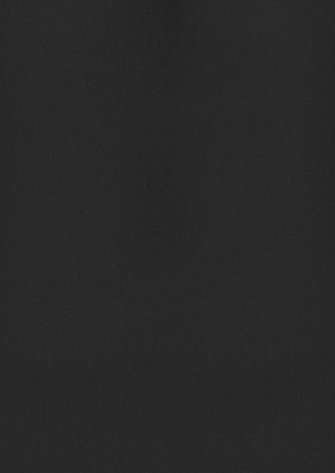 A plain black short sleeve shirt with a simple design and a logo or branding element.