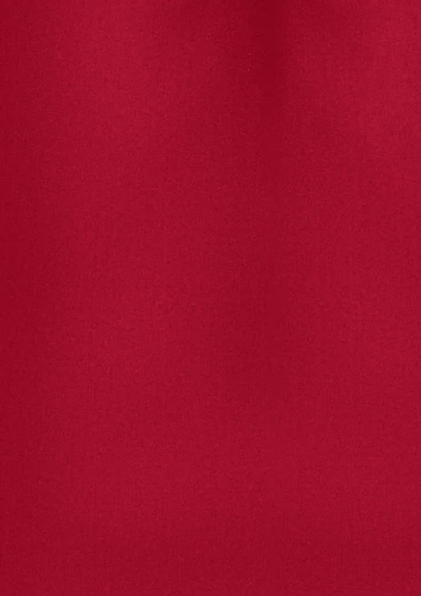 A plain short sleeve shirt in a rich red colour, featuring a logo on the fabric.