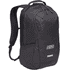 A black laptop backpack featuring padded shoulder straps and a zippered main compartment. It has a logo on the front.