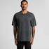 A man wearing a stone wash heavy tee in dark grey, featuring a relaxed fit and short sleeves.