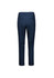 Navy blue women's 7/8 mid-waist slim leg pant with two back pockets and a logo.