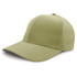 A light green cap with a structured design and a rounded peak. It features branding on the front.
