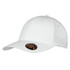A white Falcon Flex Cap with a curved brim and a logo on the side.