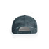 A dark grey mesh trucker cap featuring a snapback closure and a breathable design.