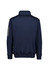A navy unisex 1/4 zip pullover with a water-resistant fabric and shoulder patch. Features a logo.