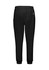 Black jogger scrub pants featuring pockets and a tapered fit. The back view highlights the elastic waistband.