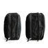 A black packing cube with mesh panels, featuring zip closures on both sides. It has a logo on one side.