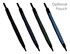 A set of four "Promo 30" Auto Golf Umbrellas in black, dark green, blue, and striped designs. Each umbrella features a handle and has a pouch option.