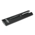 A black metal ballpoint pen with a silver clip, presented in a sleek black packaging featuring a logo.