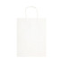A large white paper bag with handles, featuring a smooth surface and a simple design.