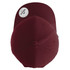 A maroon classic 6 panel cap with a round top and a label visible on the brim. Features a logo on the side.